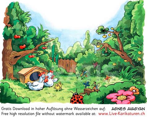 garten huehner kinderbuch idylle — live karikaturen ch