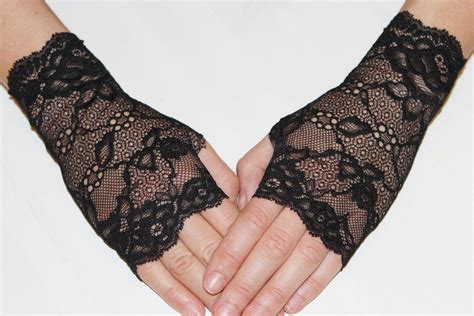 fingerless lace glove lace gloves in black stretch lace etsy lace gloves black stretch