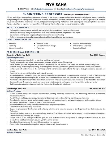 Engineering Professor Resume Examples And Template With Job Winning Tips