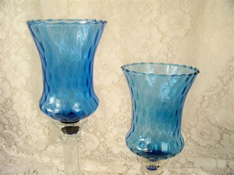 Blue Glass Votive Cup Candle Holder Home Interiors Hard To Etsy