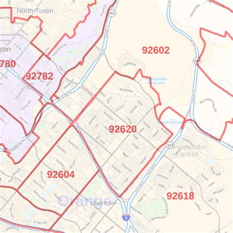 Orange County Map, California ZIP Codes