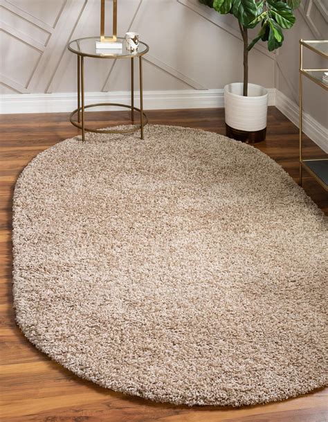 Taupe 3 3 X 5 3 Solid Shag Oval Rug Esalerugs