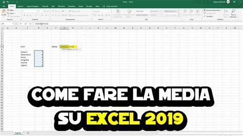 Come Fare La Media Su Excel 2019 YouTube