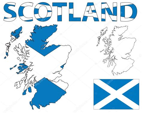 Durch einen klick auf das kartensymbol gelangst du zur interaktiven schottland karte. Schottland-Karte und Flagge — Stockvektor #9133291