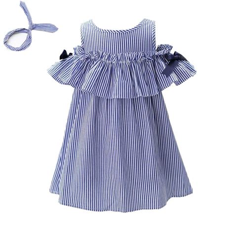 Summer Girls Dress 2018 Stripe Dresses For Girl Headband Toddler