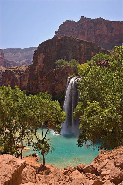 Havasu Falls On The Havasupai Indian Reservation Within Grand Canyon