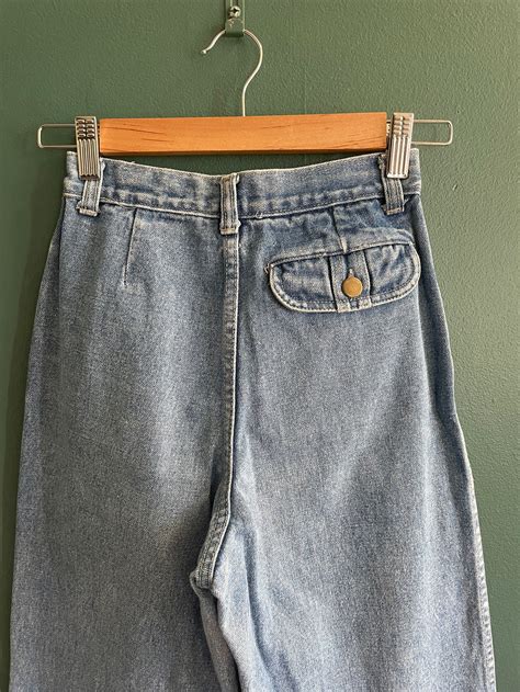 70s Vintage High Waisted Jeans 1970s Novelty Jeans Size Etsy
