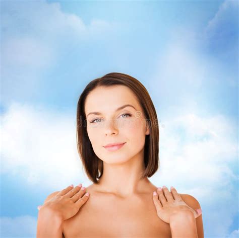 Beautiful Woman Touching Her Shoulders Stock Photo Image Of Cleansing Healthy