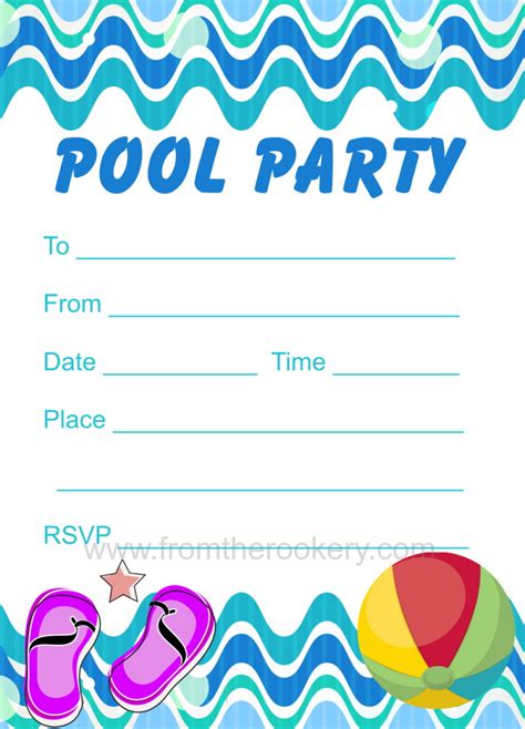 Dinywageman Printable Birthday Invitations Pool Party
