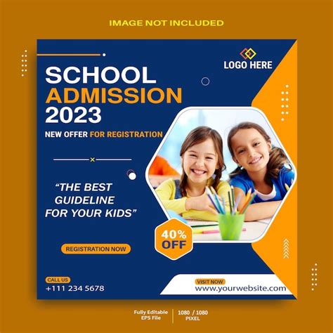 Premium Vector 2023 School Admission Social Media Post Template