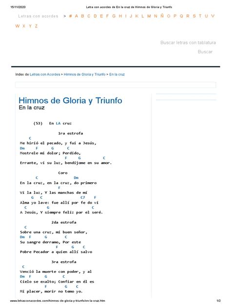 Letra Con Acordes De En La Cruz De Himnos De Gloria Y Triunfo Pdf