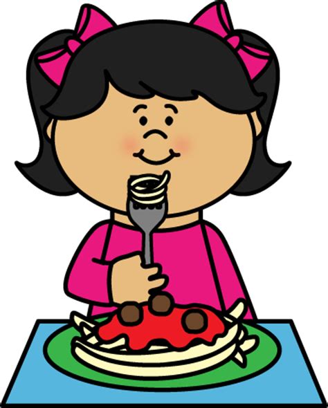 Kid Eating Spaghetti Clip Art - Kid Eating Spaghetti Image