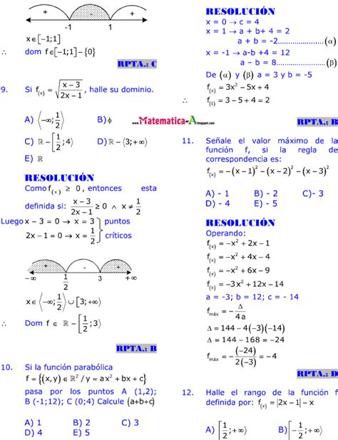 Funciones 20 Ejercicios Desarrollados Matematicas Problemas Resueltos