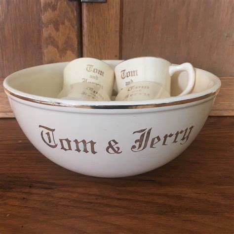 Homer Laughlin Tom And Jerry Punch Bowl Set Vintage S Etsy