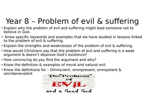 The Problem Of Evil And Suffering Teaching Resources