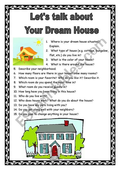 Let´s Talk About Your Dream House Esl Worksheet By Xeniyavictorovna
