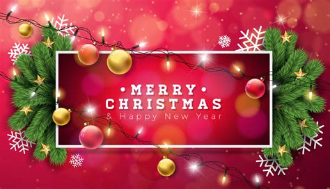 Merry Christmas Illustration With Holiday Light Garland 345669 Vector