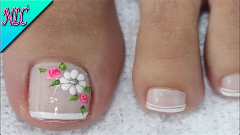 ♥diseÑo De UÑas Para Pies Flor Principiantes ¡muy FÁcil Flowers Nail