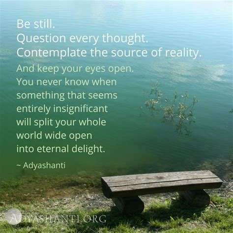 Be Still Question Every Thought Contemplate The Source Of Reality