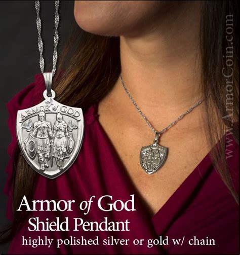 1195 Armor Of God Shield Pendant In Silver Or Gold Shield Pendant