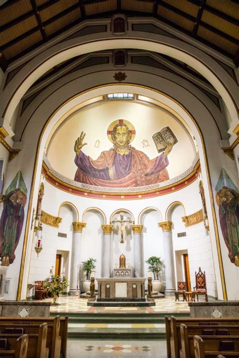 The Powerful Imposing Murals And Ornate Campanile Of Sacred Heart Make