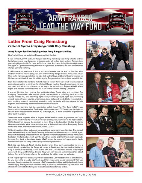 Cory Remsburg Army Ranger Lead The Way Fund