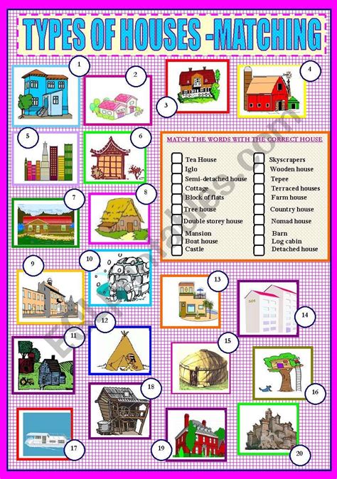 Types Of Houses For Kids Model Esl Printable Types Of Houses Images
