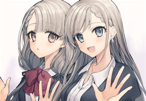 Twin Little Anime Girls Unas Gemelas Anime Hechas En Paint Y Pintadas