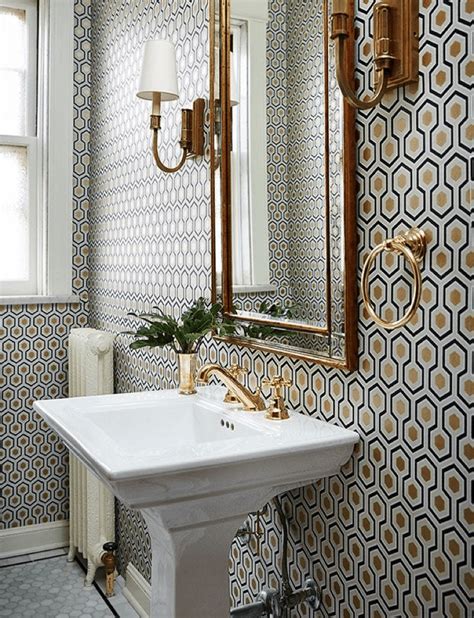 Retro Bathroom With Geometric Wallpaper Scandinavian Interiors
