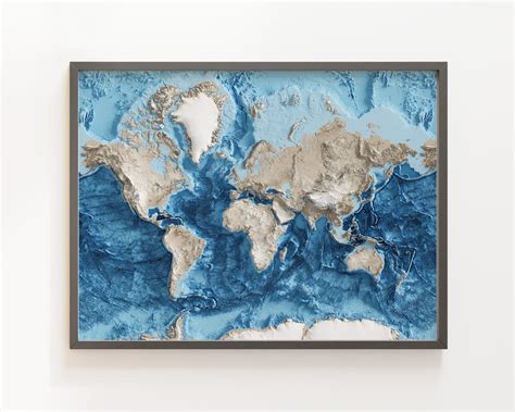 Ocean Floor Raised Relief World Map Ph