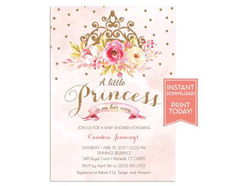 Disney Princess Baby Shower Invitations Disney Princess Baby Shower