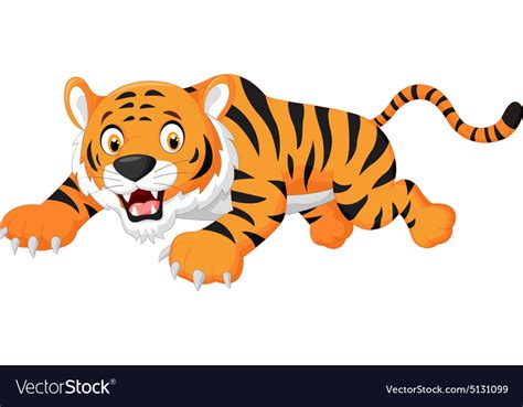Cartoon Tiger Jumping Royalty Free Vector Image