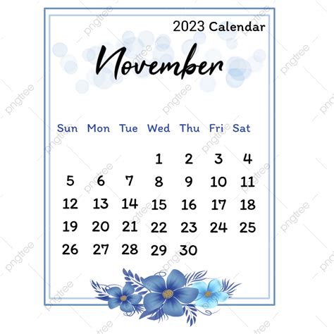 November 2023 Calendar Hd Transparent November 2023 Calendar In Frame