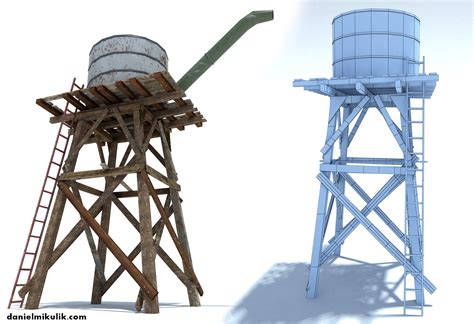 Low Poly Wild West Water Tank 3d Model Cgtrader