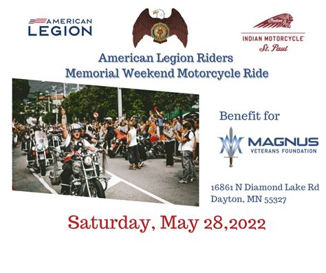 American Legion Riders Memorial Weekend Motorcycle Ride May 28 2022