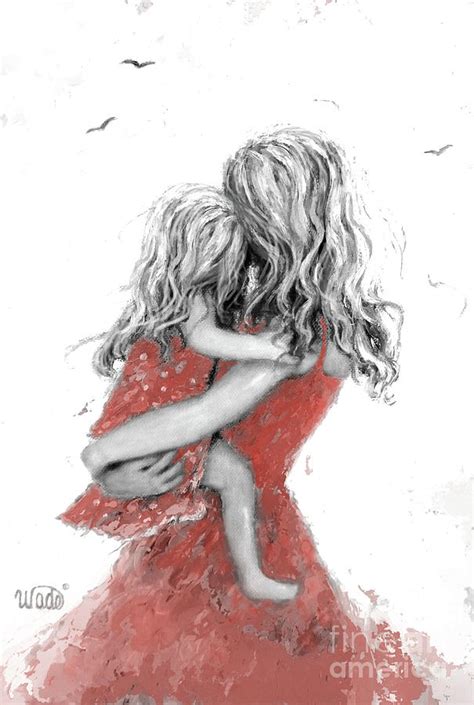 Mother And Daughter Hugs Red Painting By Vickie Wade Fine Art America