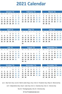 This 2021 printable monthly calendar can be used to plan and organize many areas of your life. 2021 Yearly Calendar