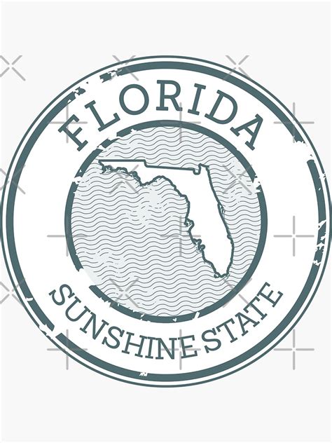 Florida Sunshine State Stamp Sticker For Sale By Stampusa Redbubble