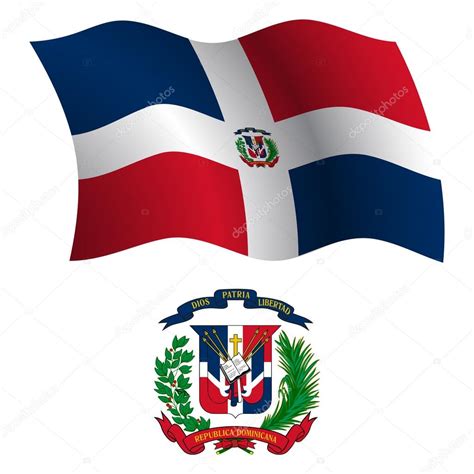 República Dominicana Ondulado Bandera Y Abrigo Vector Gráfico