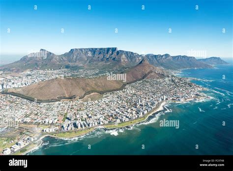 Aerial View Of Cape Town City With Table Mountain Hi Res Stock
