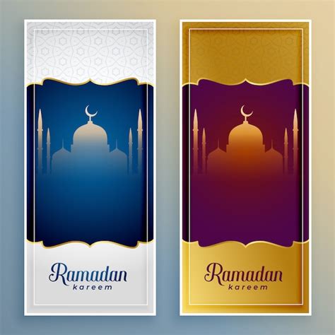 Free Vector Ramadan Kareem Islamic Banners Set