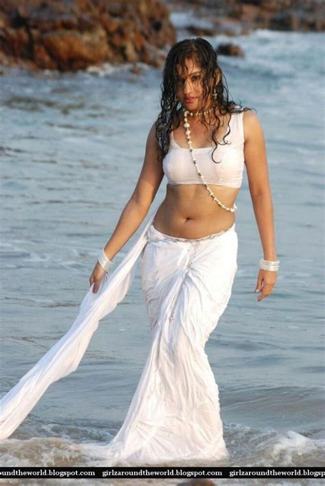 Madhavi Latha Wet White Saree Photo Album By Riya13risha