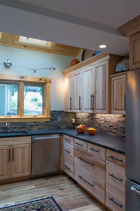 High gloss lacquer, high gloss wood grain. Moultonborough NH Birch Kitchen | Hickory kitchen cabinets ...