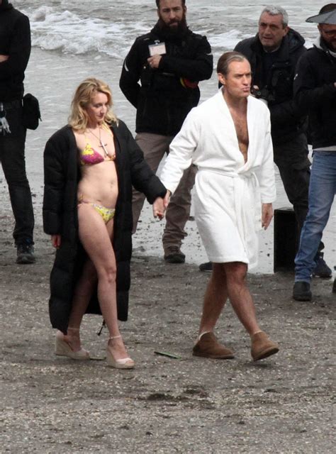 LUDIVINE SAGNIER In Bikini On The Set Of The New Pope On The Beach In