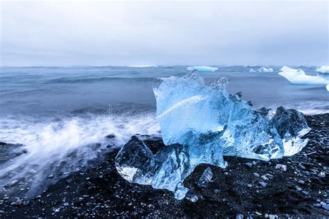 Iceberg On Jokulsarlon Glacial Lagoon Beach Stock Photo Image Of