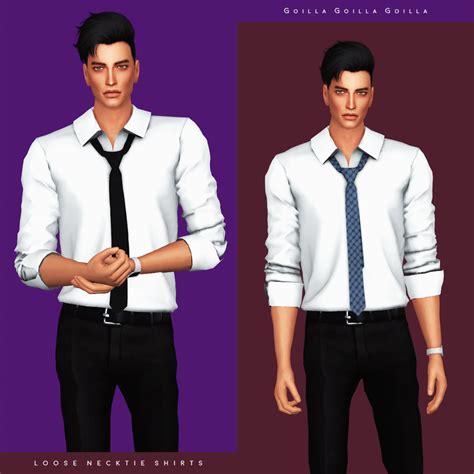 Loose Necktie Shirts Sims 4 Male Clothes Sims 4 Clothing Sims 4