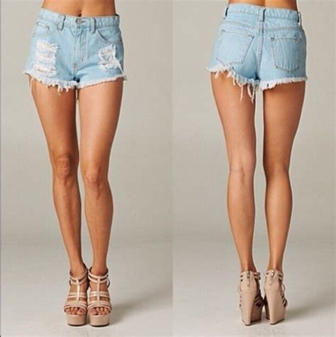 Shorts High Waisted Shorts Distressed Denim Shorts Nude Shoes