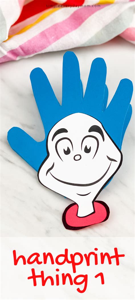 Handprint Thing 1 Printable Craft Free Template Dr Seuss Crafts