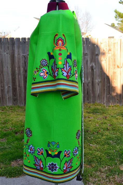 Machine Embroidered Southern Cloth Powwow Regalia Dress Shawl Purse And Trailer Native