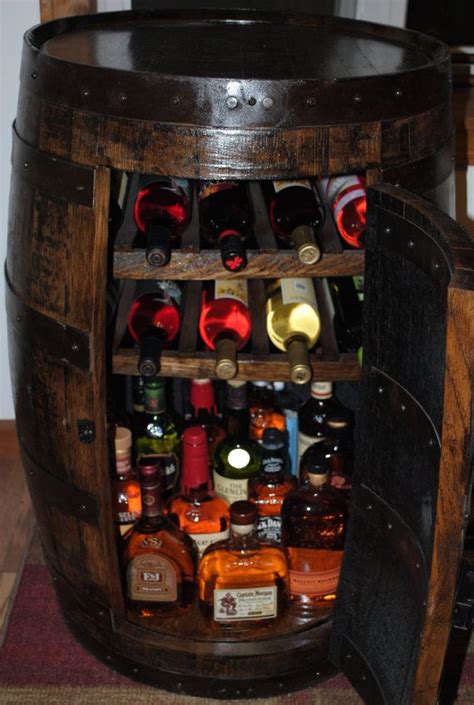 whiskey barrel liquor cabinet w lazy susan and built in wine rack liquor cabinet whiskey